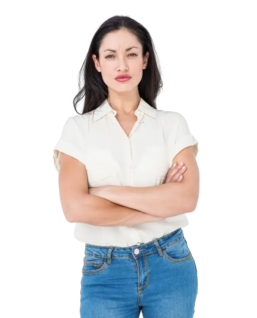 Frustrated woman crossing arms